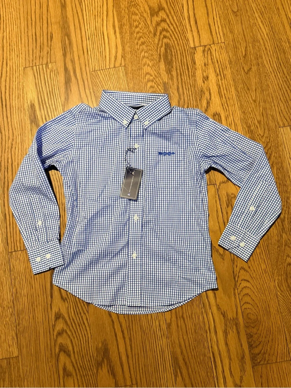 * Brown‎ Bowen & Co Boys Blue Gingham Button Down Shirt Size 4/5 NWT Preppy